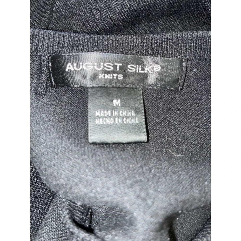 August Silk Knit Crew Neck Sweater Vest Medium Black Shell Tank Top Minimalist